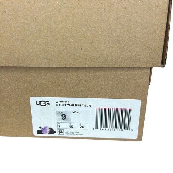 UGG - Women’s "Fluff Yeah" Shearling Slipper Magnolia Tie Dye- Size US 9 Purple - Picture 14 of 14